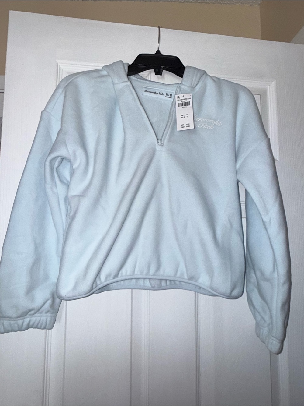 Abercrombie & Fitch Brand New Light Blue Kids Fleece Half-Zip Hoodie